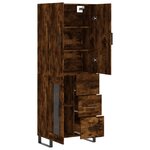 vidaXL Buffet haut Chêne fumé 69 5x34x180 cm Bois d'ingénierie