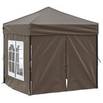 vidaXL Tente de réception pliable avec parois Taupe 2x2 m