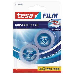 Film Ruban adhésif transparent 2 rouleaux 19 mm x10 m TESA