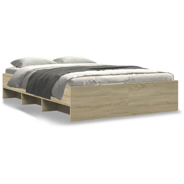vidaXL Cadre de lit chêne sonoma 135x190 cm bois d'ingénierie