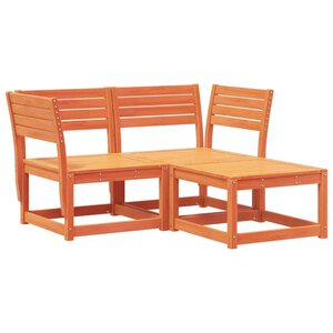 vidaXL Salon de jardin 3 Pièces cire marron bois de pin massif
