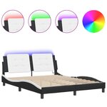 vidaXL Cadre de lit avec LED sans matelas noir et blanc 160x200 cm