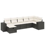 vidaXL Salon de jardin 7 Pièces avec coussins noir résine tressée