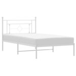 vidaXL Cadre de lit métal avec tête de lit blanc 107x203 cm
