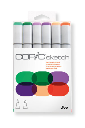 Set Copic Sketch marqueurs Manga 6 couleurs teintes secondaires