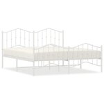 vidaXL Cadre de lit métal avec tête de lit/pied de lit blanc 160x200cm