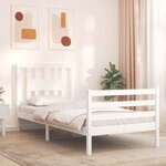 vidaXL Cadre de lit avec tête de lit blanc simple bois massif