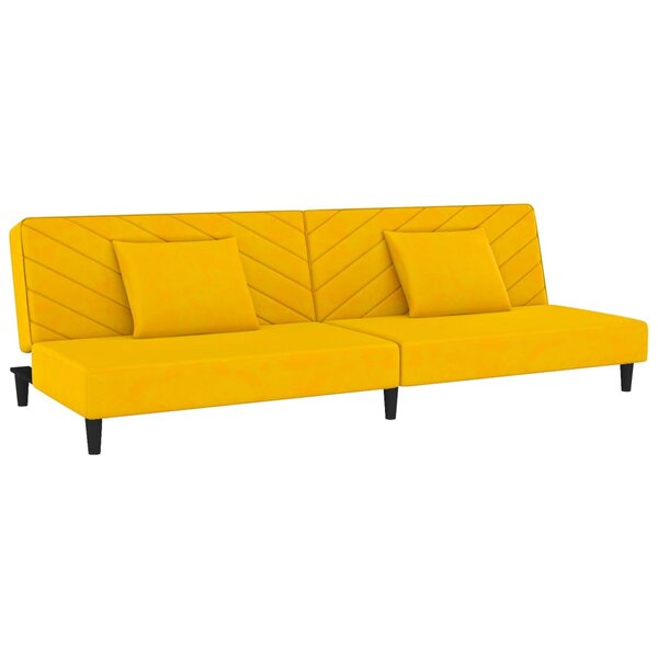 vidaXL Canapé-lit à 2 places avec deux oreillers Jaune Velours