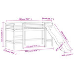 vidaXL Lit mezzanine enfants avec tour rose 90x200 cm bois pin massif