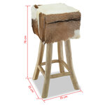 vidaXL Tabouret de bar Cuir véritable et bois de teck solide
