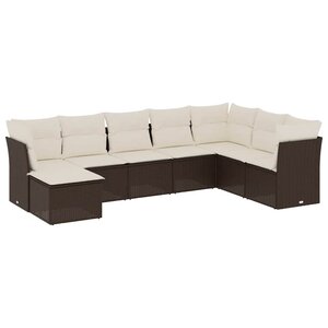 vidaXL Salon de jardin 8 Pièces avec coussins marron résine tressée