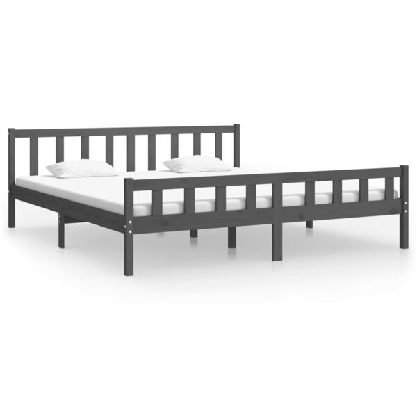 vidaXL Cadre de lit Gris Bois massif 200x200 cm
