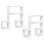 vidaXL Étagères murales 2Pièces blanc brillant 50x15x50cm bois ingénierie