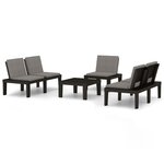 vidaXL Salon de jardin 4 Pièces avec coussins Plastique Gris