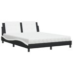 vidaXL Lit avec matelas noir et blanc 160x200 cm similicuir