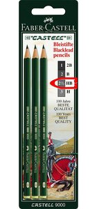Blister 3 Crayons Papier Castell 9000 HB FABER-CASTELL