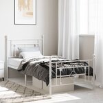 vidaXL Cadre de lit métal avec tête de lit/pied de lit blanc 90x190 cm