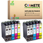 COMETE  Marque française - 16XL - 10 Cartouches d'encre Compatibles avec EPSON 16 XL T1631 Stylo Plume - pour Cartouche Epson WF 2510 Workforce WF 2010 2530 2540(4 Noirs 2 Cyan 2 Magenta 2 Jaunes)-Livraison Gratuite