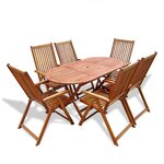 vidaXL Mobilier à dîner d'extérieur 7 Pièces en Bois d'acacia solide