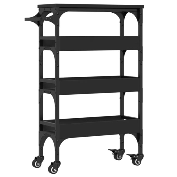vidaXL Chariot de cuisine noir 53x20x76 cm bois d'ingénierie