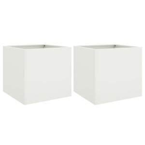 vidaXL Jardinières 2 Pièces blanc 42x40x39 cm acier laminé à froid