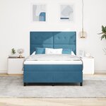 Lit box spring vidaXL avec matelas bleu foncé 140x190 cm en velours