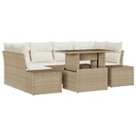 vidaXL Ensemble de canapé de jardin 7 pièces avec coussins beige poly rattan
