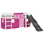 vidaXL Lit mezzanine enfants et rideaux rose 80x200cm bois pin massif