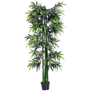 Bambou artificiel XXL 1 80H m 1105 feuilles denses réalistes pot inclus noir vert