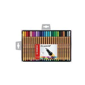 Coffret de 25 Stylo-Feutre POINT 88 Pointe Fine 0,4 mm couleurs assorties STABILO