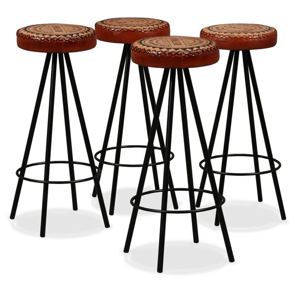 vidaXL Tabourets de bar lot de 4 cuir véritable