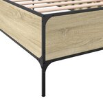 vidaXL Cadre de lit chêne sonoma 100x200 cm bois d'ingénierie et métal