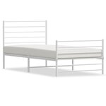 vidaXL Cadre de lit métal avec tête de lit/pied de lit blanc 107x203cm