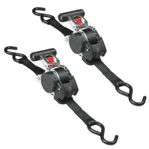 Sangle d'Arrimage avec Crochets et Cliquet Rétractable Noir 3m x 25mm Sangle Pack de 2