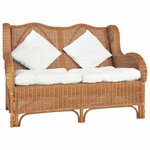 vidaXL Canapé 2 places Marron clair Rotin naturel et lin