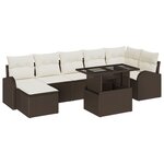 Ensemble de Canapés de Jardin vidaXL 8 Pièces avec Coussins Marron Poly Rattan