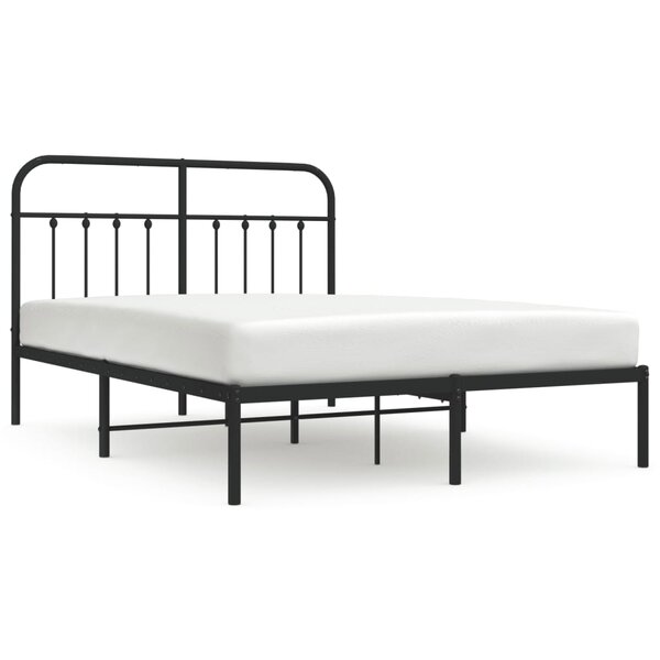 vidaXL Cadre de lit métal avec tête de lit noir 140x200 cm