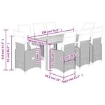 vidaXL Ensemble de bistro de jardin 9 Pièces coussins gris poly rotin