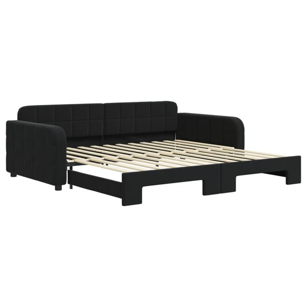 vidaXL Lit de jour avec lit gigogne noir 100x200 cm velours