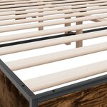 vidaXL Cadre de lit chêne fumé 160x200 cm bois d'ingénierie et métal