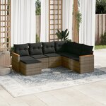 vidaXL Salon de jardin avec coussins 7 Pièces gris résine tressée