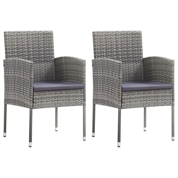 vidaXL Chaises de jardin coussins gris foncé 2 Pièces résine tressée