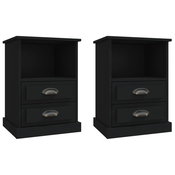 vidaXL Tables de chevet 2 Pièces noir 43x36x60 cm