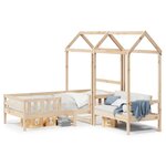 vidaXL Ensemble de lit et de banc avec toit 90x190 cm bois massif pin