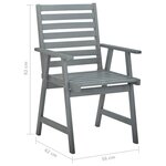 vidaXL Chaises de salle à manger d'extérieur 3 Pièces Gris Bois d'acacia