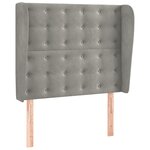 vidaXL Tête de lit avec oreilles Gris clair 93x23x118/128 cm Velours
