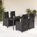 vidaXL Ensemble à manger de jardin coussins 5Pièces Noir Résine tressée