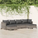 vidaXL Salon de jardin 6 Pièces avec coussins Gris Résine tressée