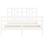 vidaXL Cadre de lit avec tête de lit blanc 140x190 cm bois massif
