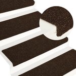 vidaXL Tapis d'escalier 15 Pièces Tissu aiguilleté 65x21x4 cm Marron